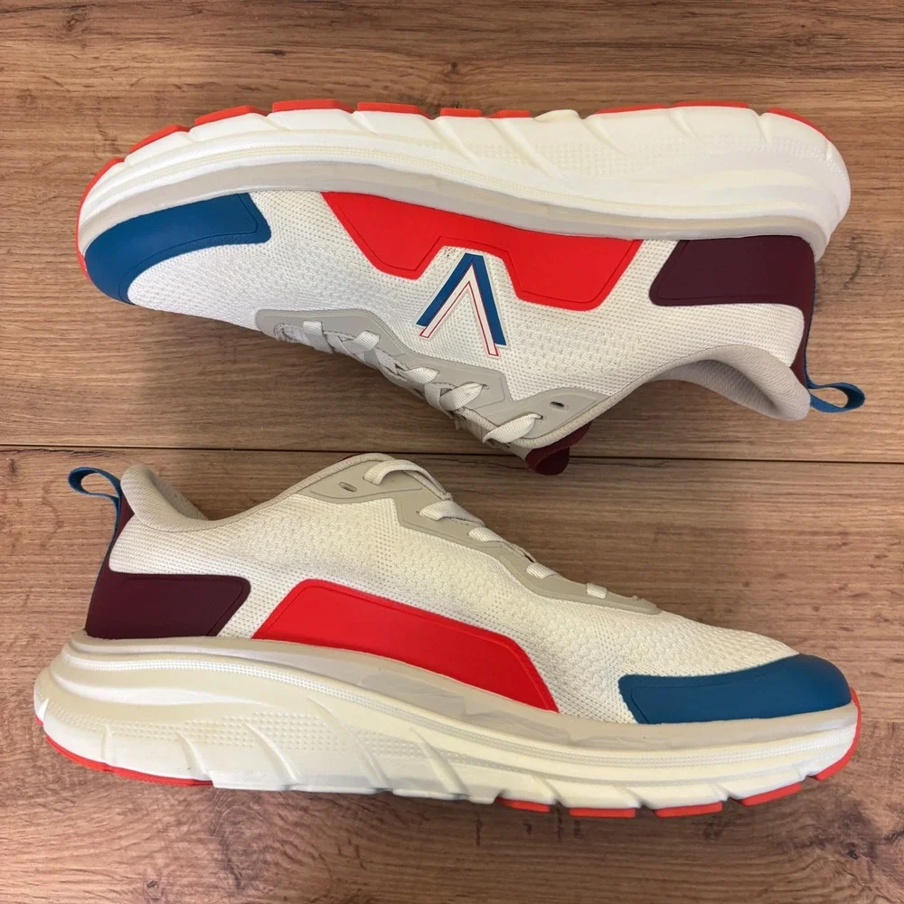 VIONIC Walk Max Lace Up Sneaker Ivory Red Blue Men Size 13 Sporty Casual Comfort